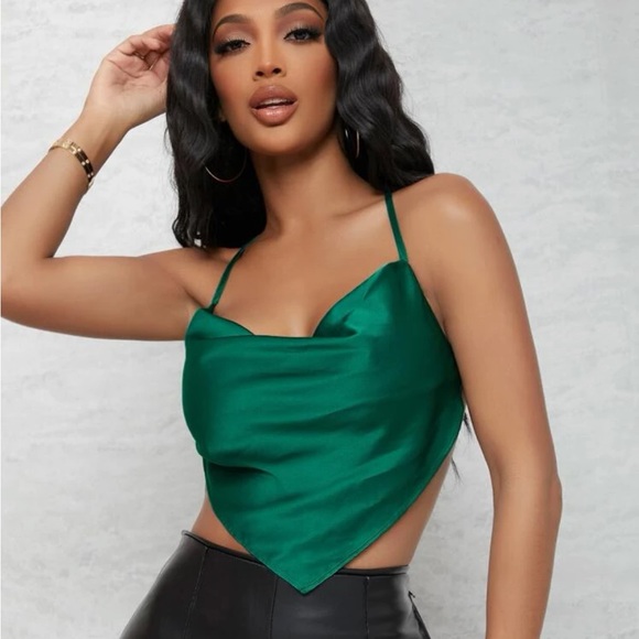 Cowl Neck Crop Top - Picture 2 of 5